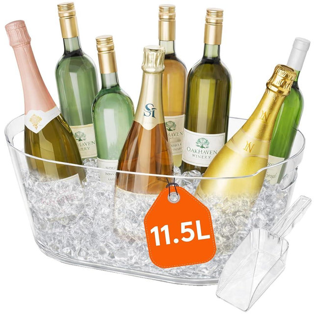Lifewit 11.5L Ice Bucket for Parties, Large Portable Drink Bucket for Cocktail Bar, Champagne Cooler for Beverage/Wine/Beer, Mimosa Bar Supplies Chiller Tub with Scoop 38 x18x20 cm/15x7x8 inches