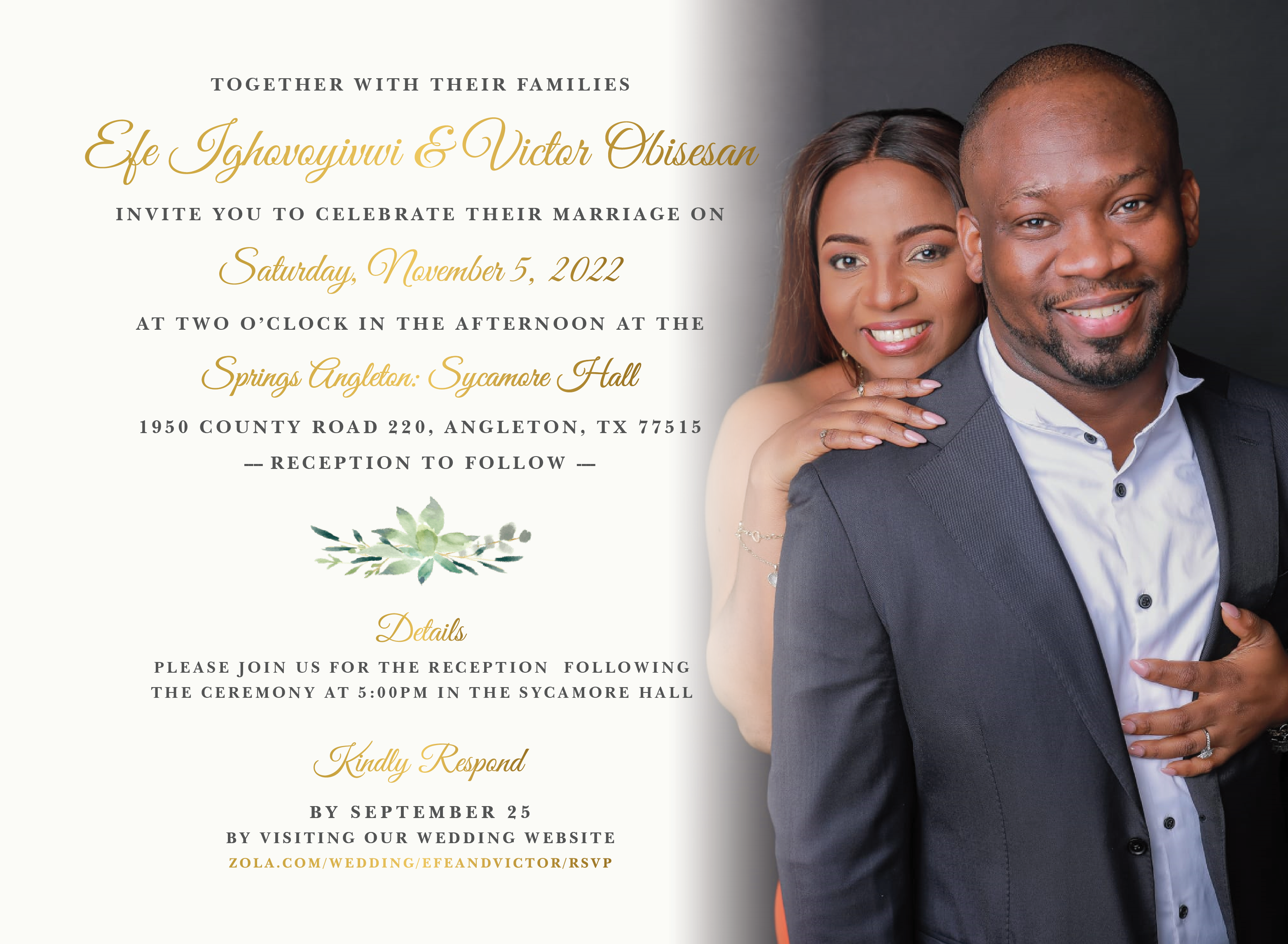 The Wedding Website of Efe Ighovoyivwi and Victor Obisesan
