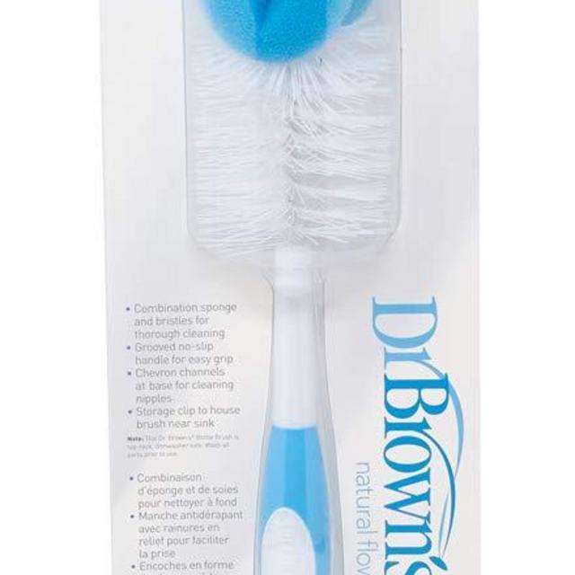 Dr. Brown's Baby Bottle Brush with Sponge and Scrubber - Blue