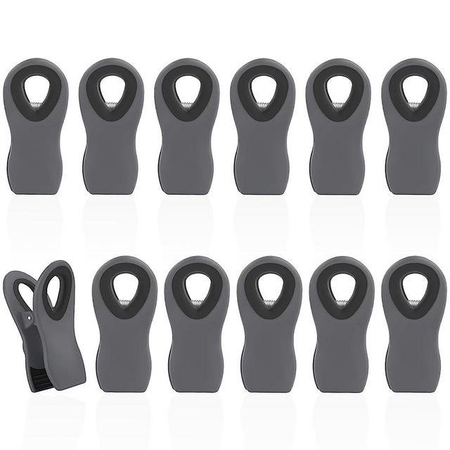 12 Pack Magnetic Chip Clips Bag Clips Food Bag Clips for Food Packages, Kitchen Clips with Magnet for Refrigerator, Plastic Bag Clips for Food Storage, Chips Bag and Snack Bag - Grey