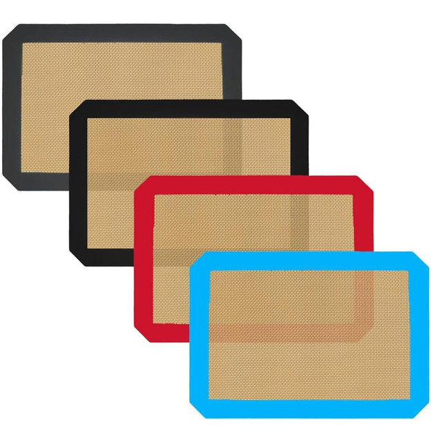Small Silicone Baking Mats, Set of 4,11-4/5x8-1/4 Inch Quarter Sheet Size, Non Stick, BPA Free, 1/4 Baking Sheet Pan Liner for Cookies, Macaron, Bread, Pastry, Toaster (Multi Colors)