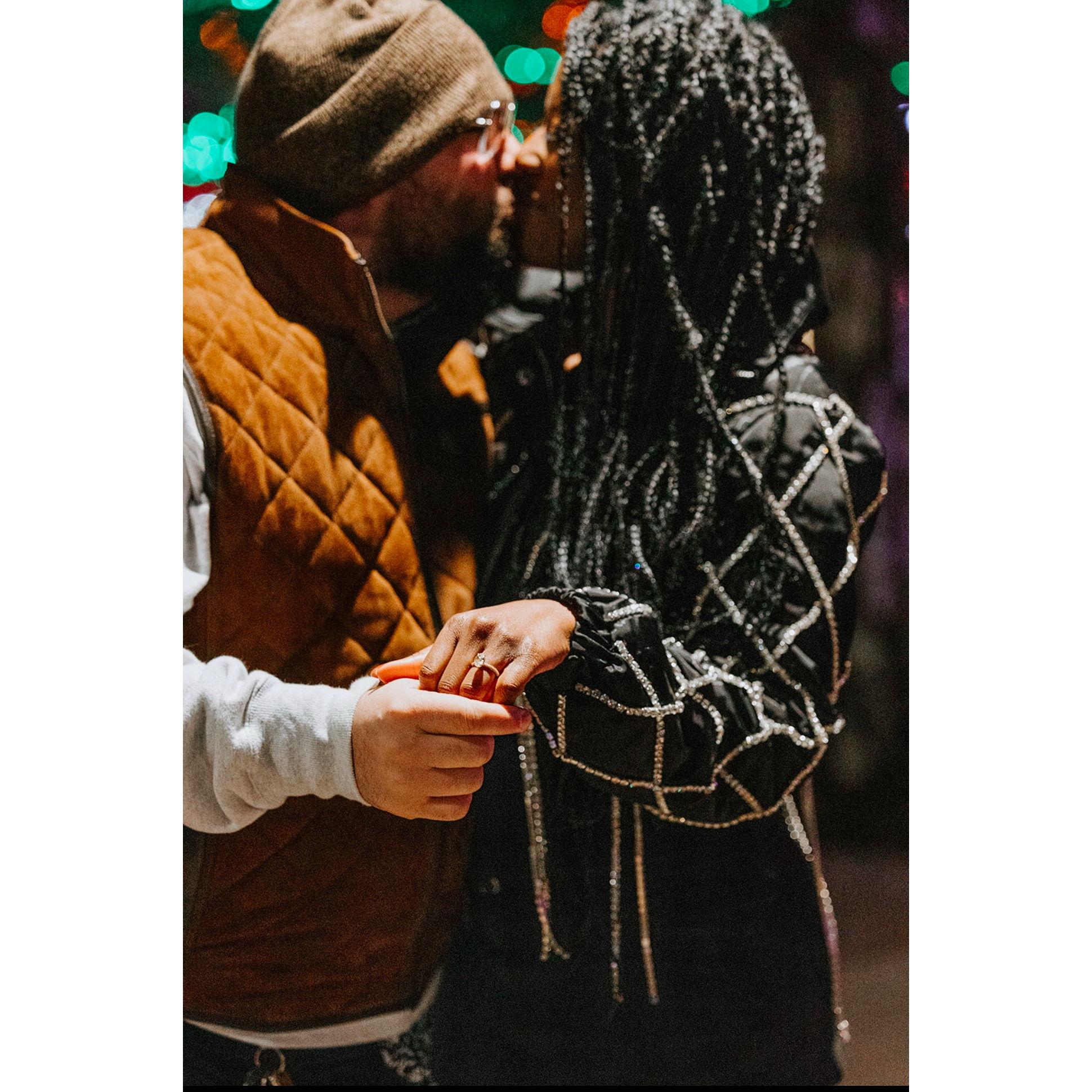 Our first kiss as an engaged couple!
