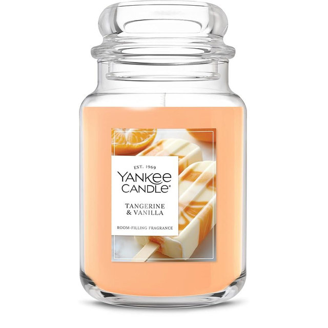 Yankee Candle Tangerine & Vanilla, Scented Candle, 22oz Large Jar with up to 150 Hour Burn Time, Giftable