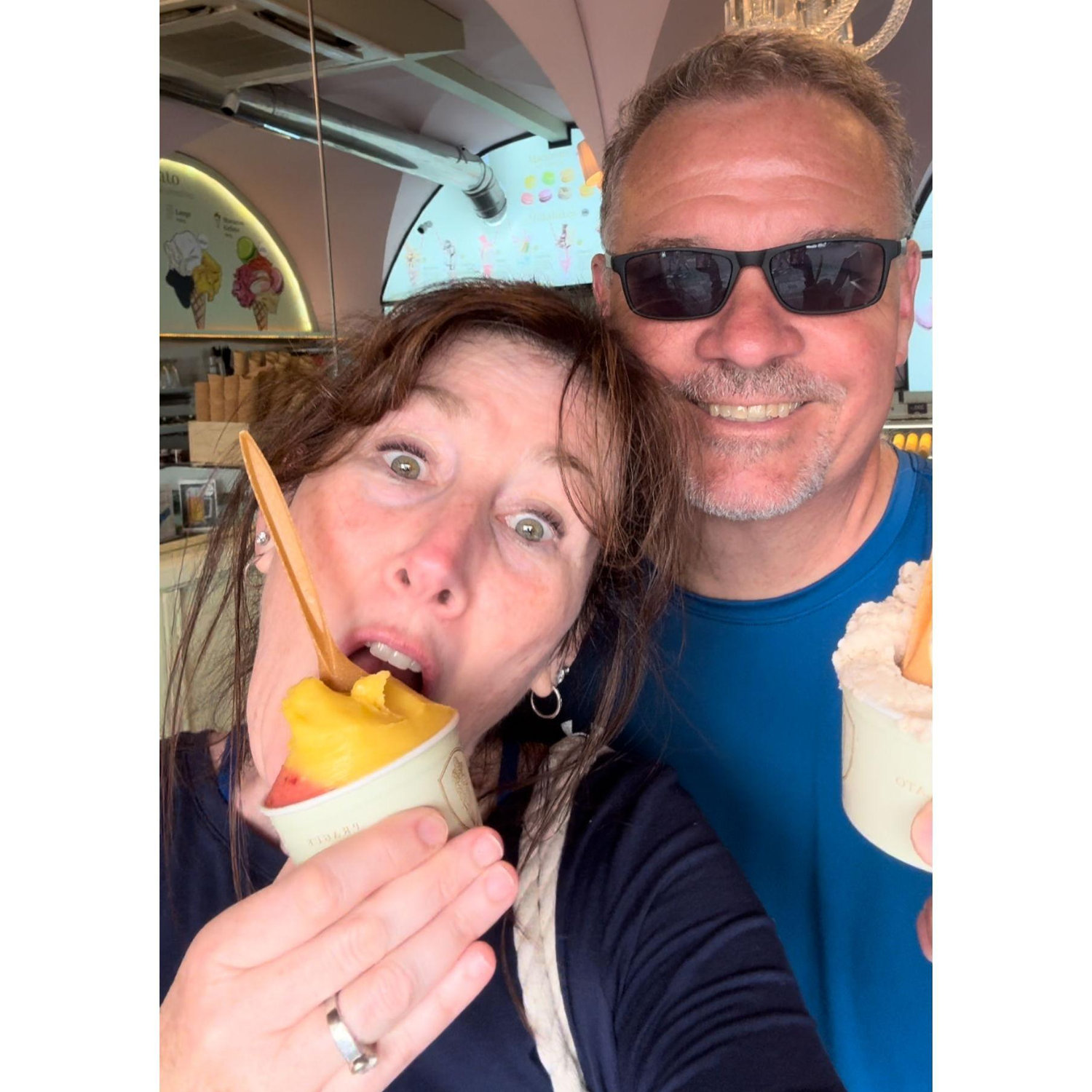 Enjoying some yummy Gelato in Prague.