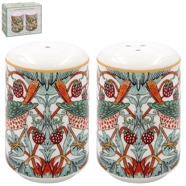 The Leonardo Collection William Morris Strawberry Thief Salt and Pepper Shakers for Home & Restaurants | British Designed Salt and Pepper Sets for Kitchen | Durable Pepper and Salt Shaker for Dining
