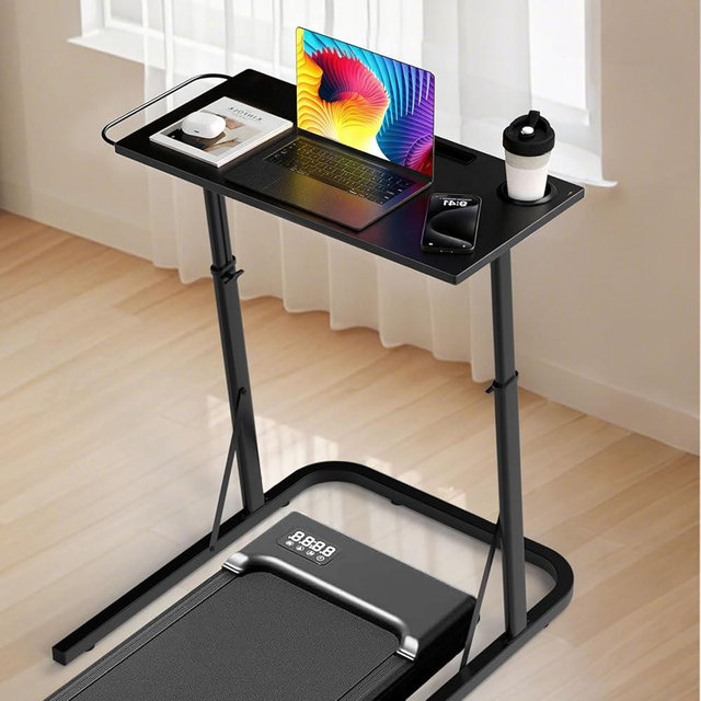 Adjustable Treadmill Walking Pad Desk, for Bike/Cycling Trainer, Workstation Standing Desk, Trainer Stand Table for Indoor, Treadmill Attachment-Exercise While Working or Watching TV, Black