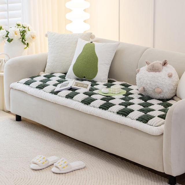 Awjcsv Couch Cover for Dogs Washable, Sofa Cover Protector, Couch Covers for 3 Cushion Couch Sofa Pet Friendly, Soft, Non Slip (Dark Green, 27.6 x 59 Inch)