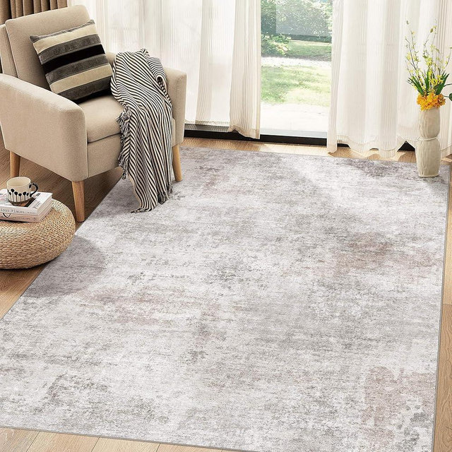TARANCH Washable Rug 6x9 Area Rugs for Living Room: Modern Abstract Neutral Soft Carpet for Bedroom Dining Room Under Kitchen Table Home Office Decor - Brown/Grey