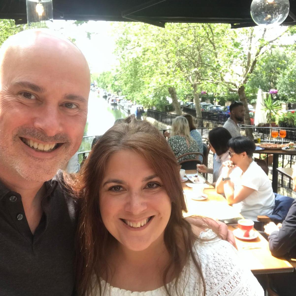 Lunch at an Italian canalside restaurant in London whilst at the cricket at Lord's - Abby's debut experience of a major cricket match