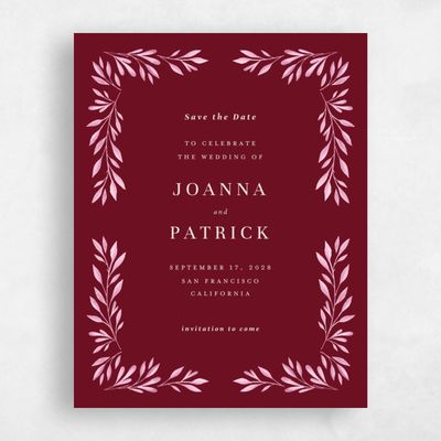 Dark Burgundy, Red Wedding Save the Date - Oriana Portrait