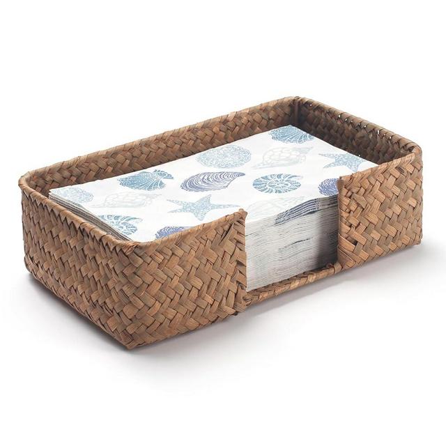 Seagrass Napkin Holder Rectangular Woven Flat Napkin Basket Tray for Tables 9.5" x 5.5" x 2"