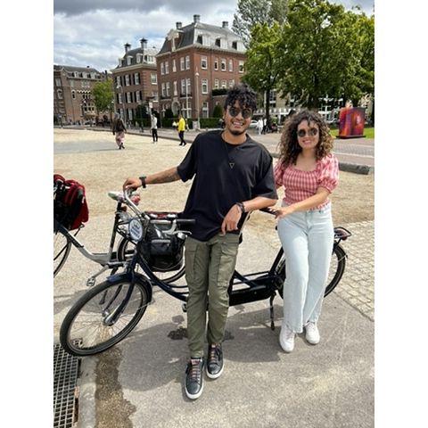 Biking in Amsterdam.