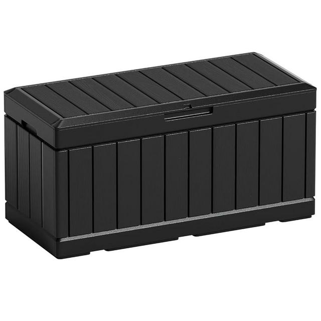 Greesum 82 Gallon Resin Deck Box Large Outdoor Storage for Patio Furniture, Garden Tools, Pool Supplies, Weatherproof and UV Resistant, Lockable, Dark Black