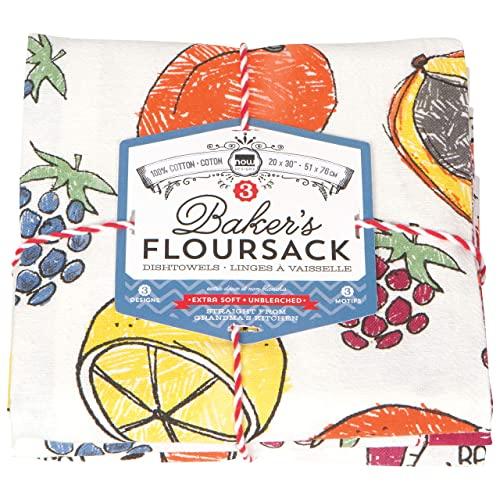 Now Designs Let's Jam Printed Baker's Floursack Kitchen Towels