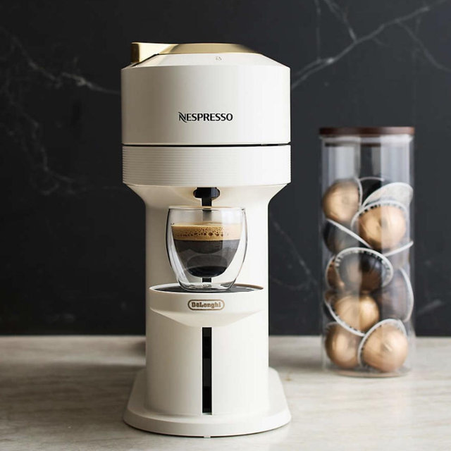 Nespresso ® by De'Longhi ® Vertuo Next Premium Coffee and Espresso Machine in Creamy White with Gold Accent