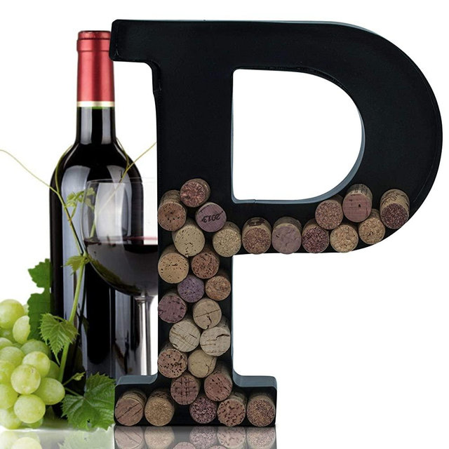 Metal Letter Wine Cork Keepsake Saver & Holder Monogram w/Free Wall Mount Kit A-Z (P)