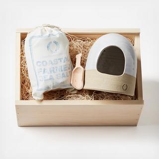 Beehive Salt Cellar & Scoop with Maine Salt Gift Set