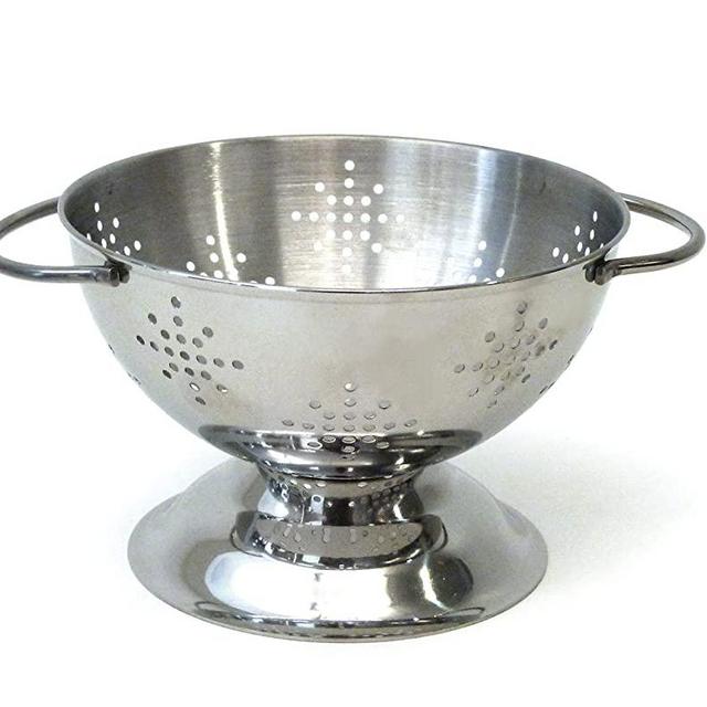 RSVP International Endurance Stainless Steel Colander Strainer, 1 Pint | For Berries, Herbs, Soaps, & More | Dishwasher Safe | Easy Grip Handles | Steaming, Draining & Rinsing