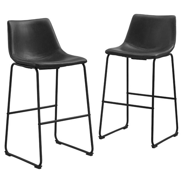 Set of 2 Urban Faux Leather Bar Stools Black - Saracina Home