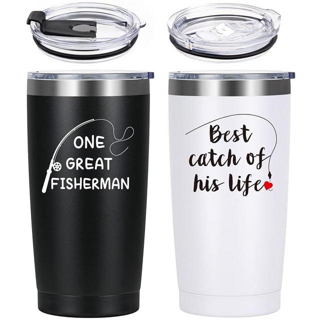 LiqCool Wedding Gifts, His and Hers Gifts, Couples Gifts for Anniversary Bridal Shower Engagement, One Great Fisherman, Best Catch of His Life 20oz Tumbler Set, Couple Gifts for Christmas