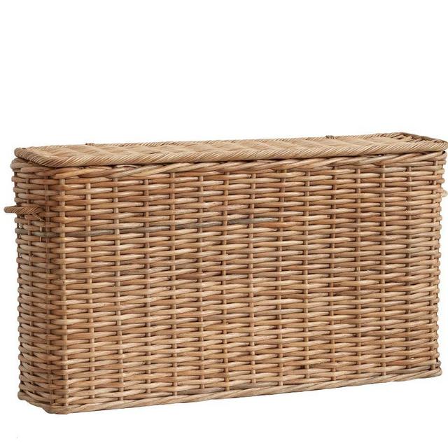 Aubrey Woven Oversized Narrow Rectangle Lidded Basket - Natural