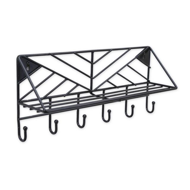 SALT™ Geo Wire Wall Hook Rack & Shelf in Black