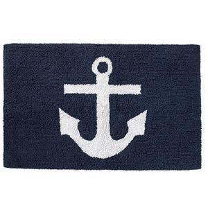 Anchor Bath Mat, 20x34, White/Midnight