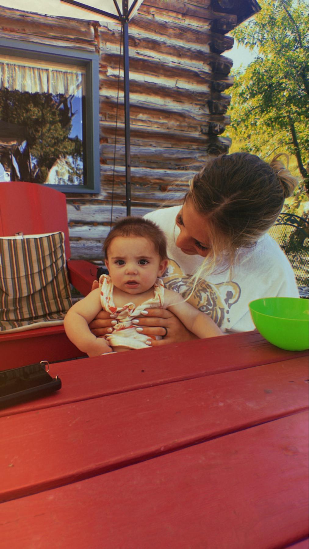 Lunch at the cabin.