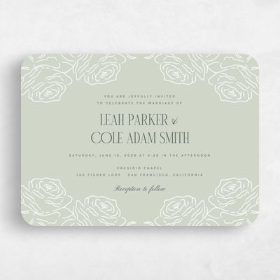 Green Rounded Wedding Invitation - Silvana Landscape
