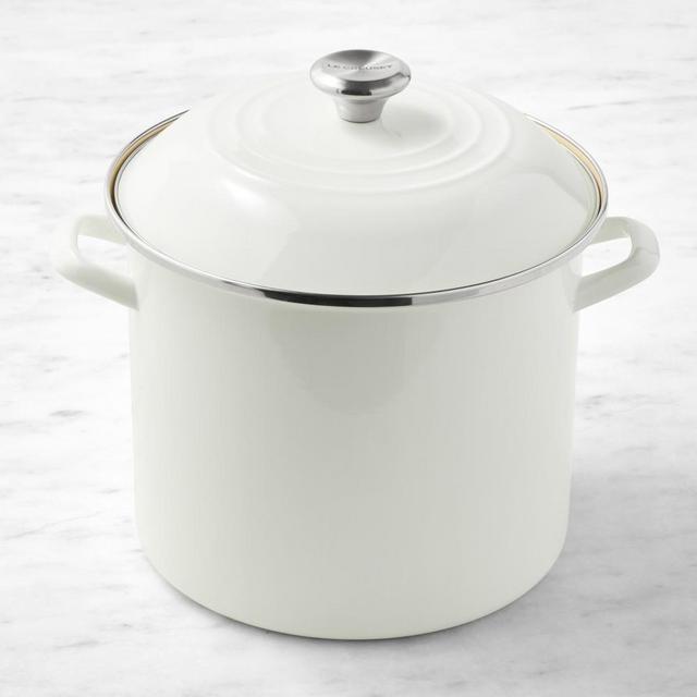 Le Creuset Enameled-Steel Stock Pot, 12-Qt., White