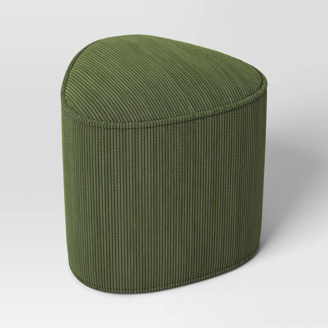 Triangular Shaped Upholstered Corduroy Ottoman Green - Room Essentials™