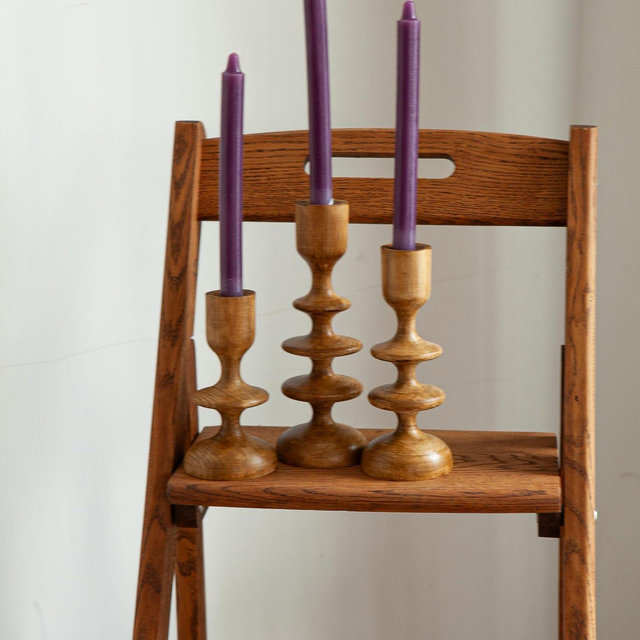Wooden Candlestick Set of 3 | Scandinavian Rustic Home Decor | primitive wood | holiday gift | minimalist style