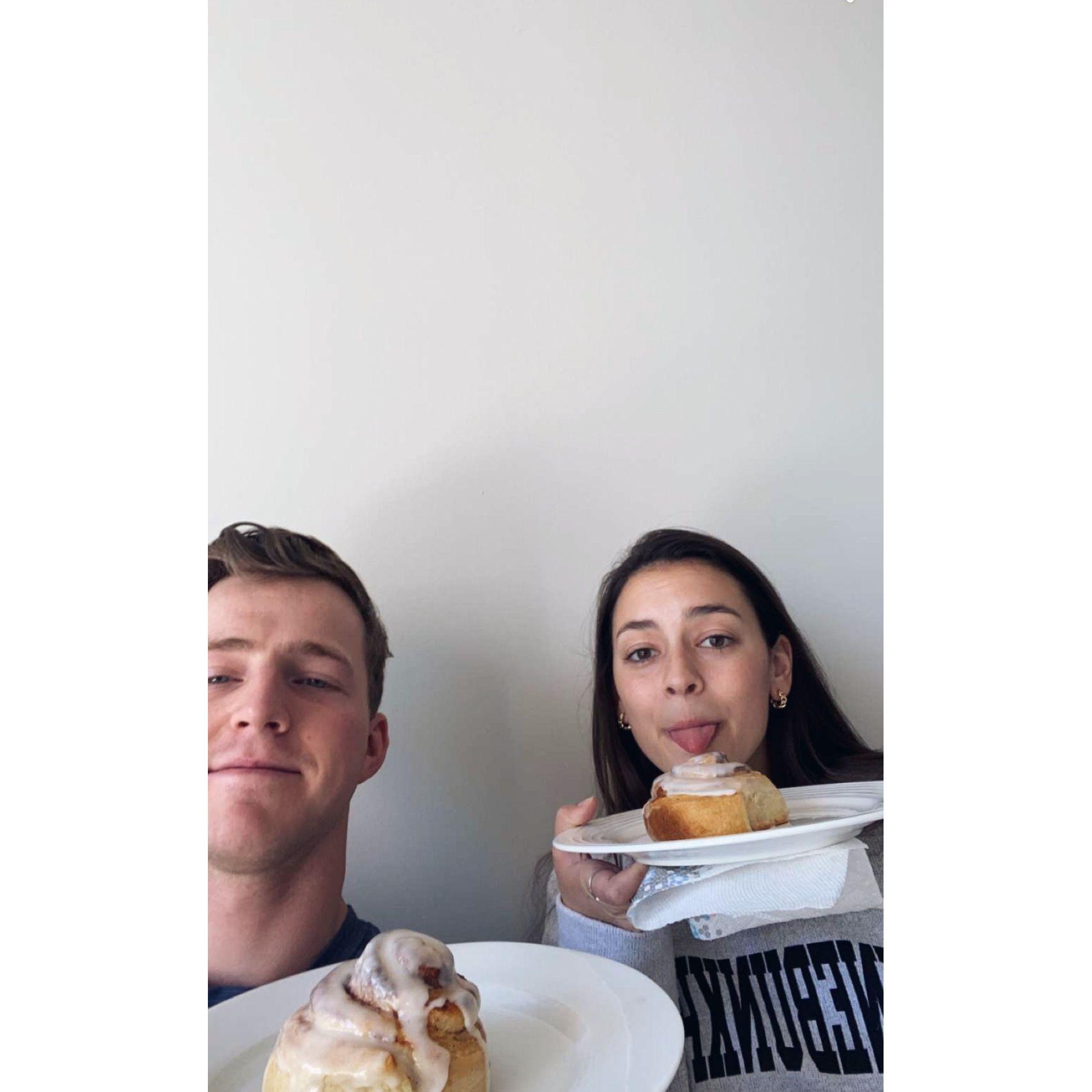 Fun Fact! Hannah said "I love you" while eating a cinnamon bun (they are now a staple item)