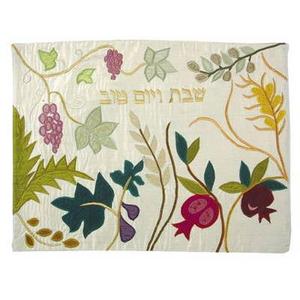 Seven Species Embroidered Challah Cover