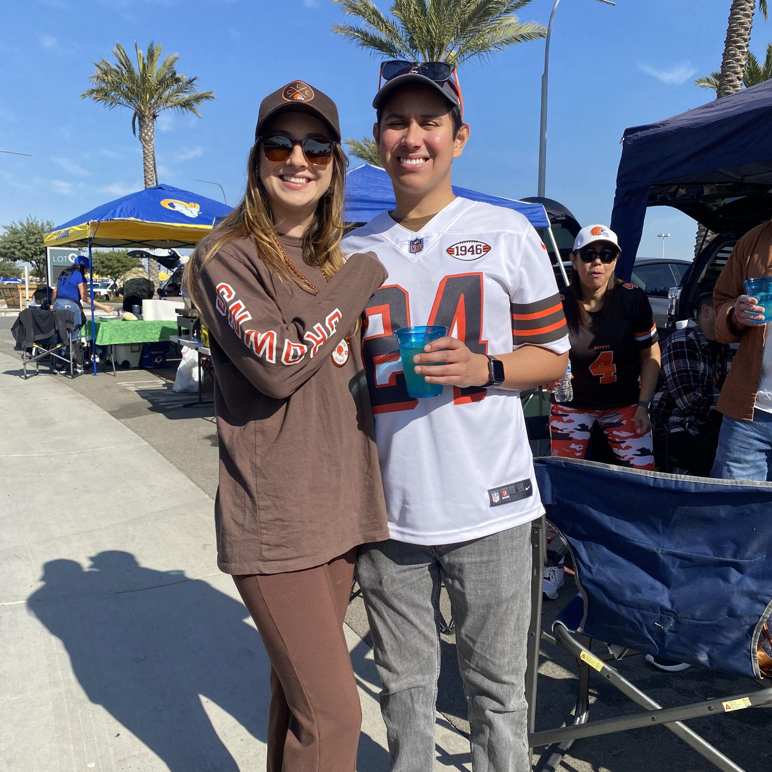 Tailgating at a Browns game in LA with our parents