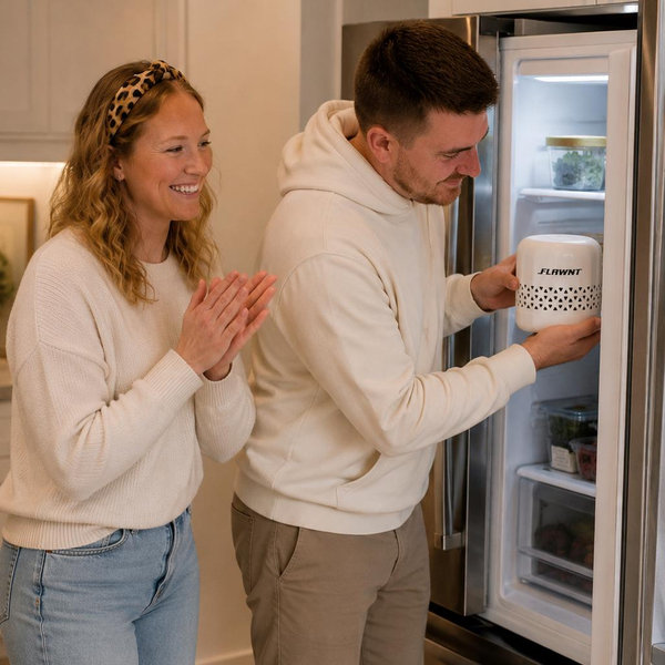 Refrigerator Deodorizer - 10-Year Odor Eliminator for Refrigerator & Freezer, No Baking Soda Needed, Neutralizes Food Smells, Space-Saving Air Filter White