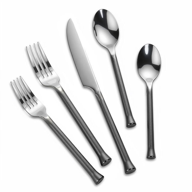 Kelenfer Silverware Set Flatware Set Stainless Steel Cutlery Set Vintage Black Handle Mirror Finished Heavy Duty 60 Pieces Service for 12