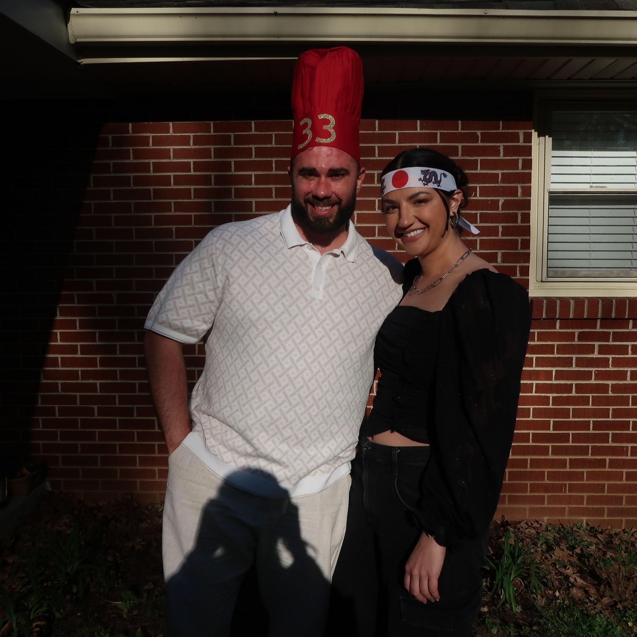 Cole's 33rd surprise bday party. 
It was backyard hibachi themed.