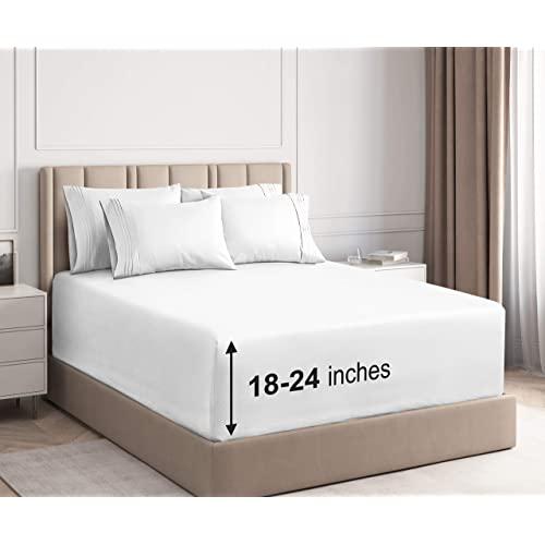 Extra Deep Pocket Sheets - 6 Piece Sheet Set - Full Sheets Deep Pocket - Extra Deep Pocket Full Sheets - Deep Fitted Sheet Set - Extra Deep Pocket Full Size Sheets - Easily Fits Extra Deep Mattresses