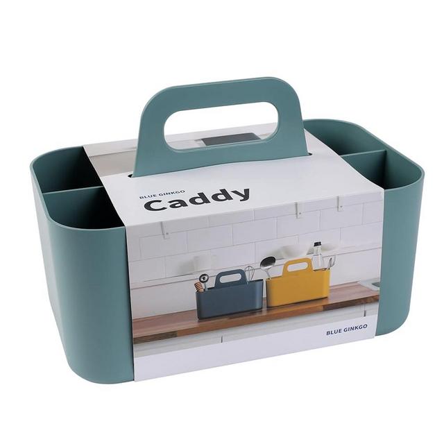 BLUE GINKGO Multipurpose Caddy Organizer - Stackable Plastic Caddy with Handle | Desk, Makeup, Dorm Caddy, Classroom Art Organizers (Made in Korea) - Green