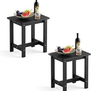 LUE BONA Outdoor Side Table Set of 2, HDPS Small Outdoor Table, Adirondack Side Table, Outside End Table for Patio, Porch, Deck, Pool, Weather Resistant/Easy Maintenance/Indoor or Outdoor Use, Black