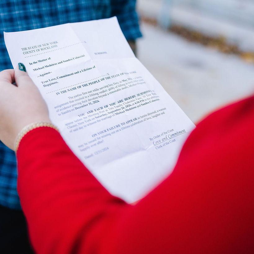 In the Matter of In the Matter of Michael Medeiros and Sandra Coluccini 

--Against--				

True Love, Commitment and a Lifetime of Happiness.