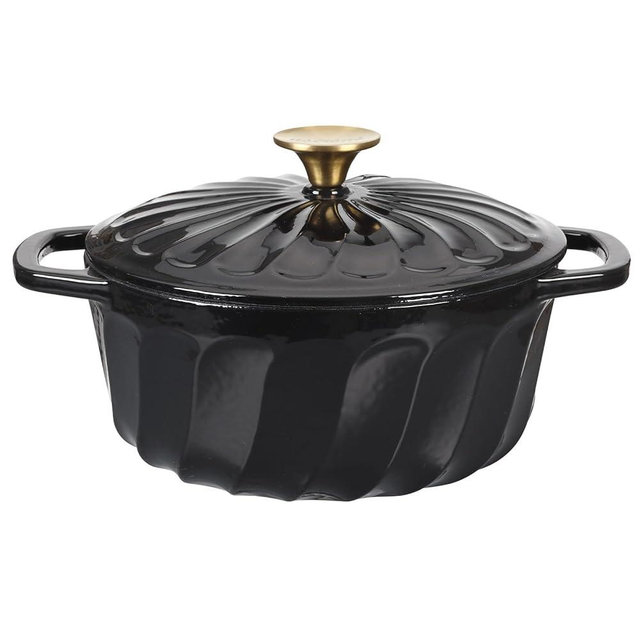 Enameled Dutch Oven with Lid,Cast Iron Dutch Oven Pot,Dual Handles for Bread Baking, Cook, Bake, Refrigerate Safe across All Cooktops (BLACK)