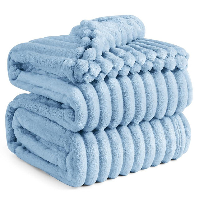 Bedsure Blue Fleece Blanket for Couch - Super Soft Cozy King Blankets for Women, Cute Small Blanket for Girls, 108x90 Inches
