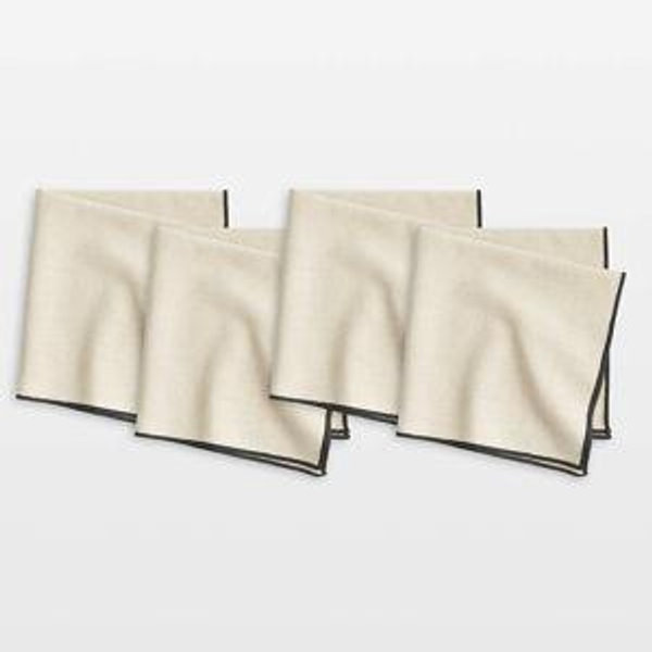 Mercer Merrow Stitch Tan Organic Cotton Napkin + Reviews | Crate & Barrel