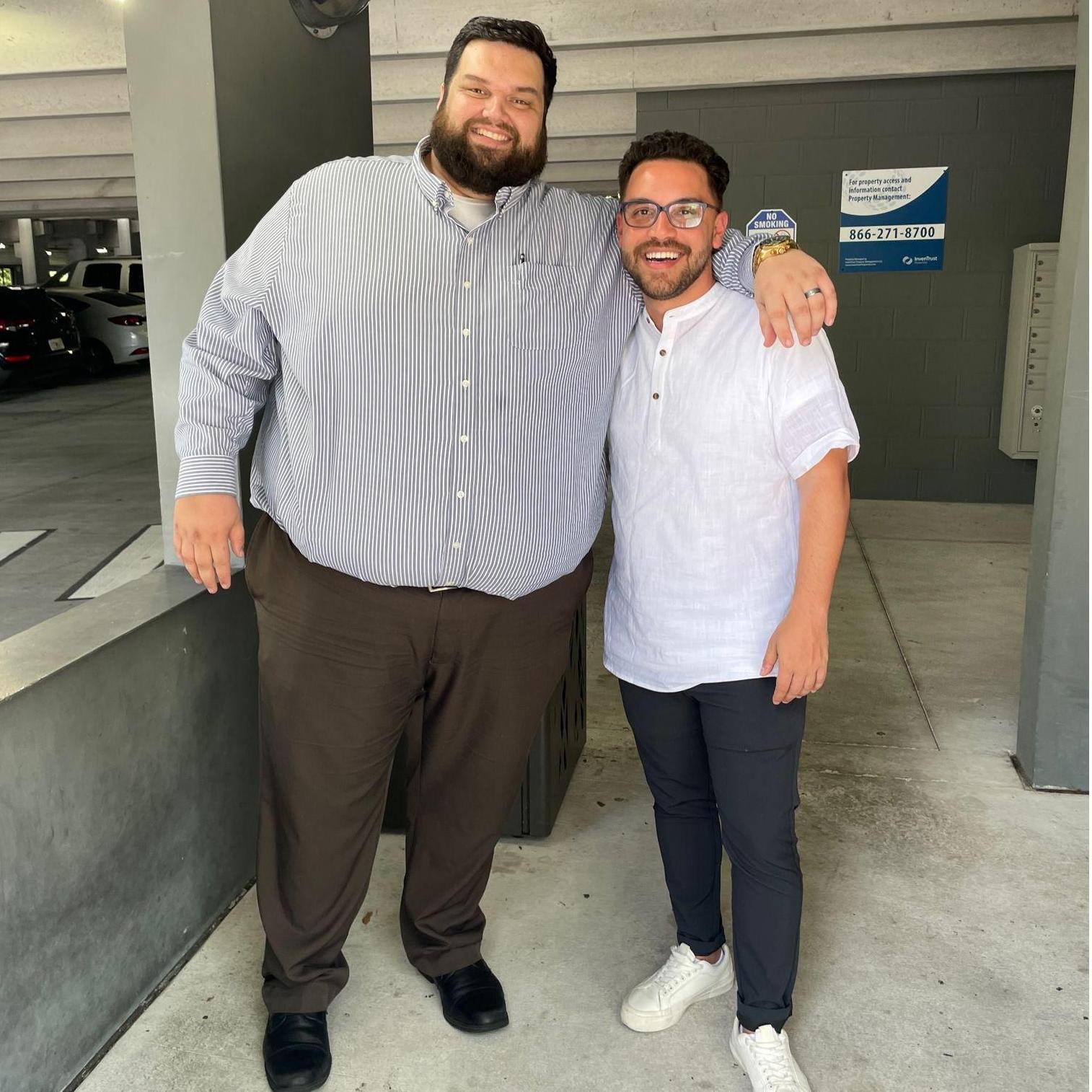 Jose and his Groomsman Travis seeing each other for the first time after several years.