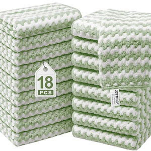 JOYMOOP Microfiber Cleaning Cloths – 18 Pack, 10" x 10", Green – Reusable, Lint-Free, Super Absorbent Towels for Kitchen, Car, and Household Cleaning