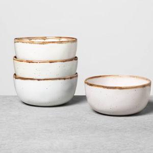 4pk 22oz Stoneware Reactive Glaze Cereal Bowl Set Cream - Hearth & Hand™ with Magnolia: Microwave & Dishwasher Safe