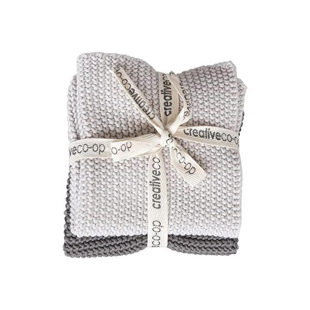 Creative Co-Op Square Cotton Knit Dish Cloths (Set of 2 Pieces)