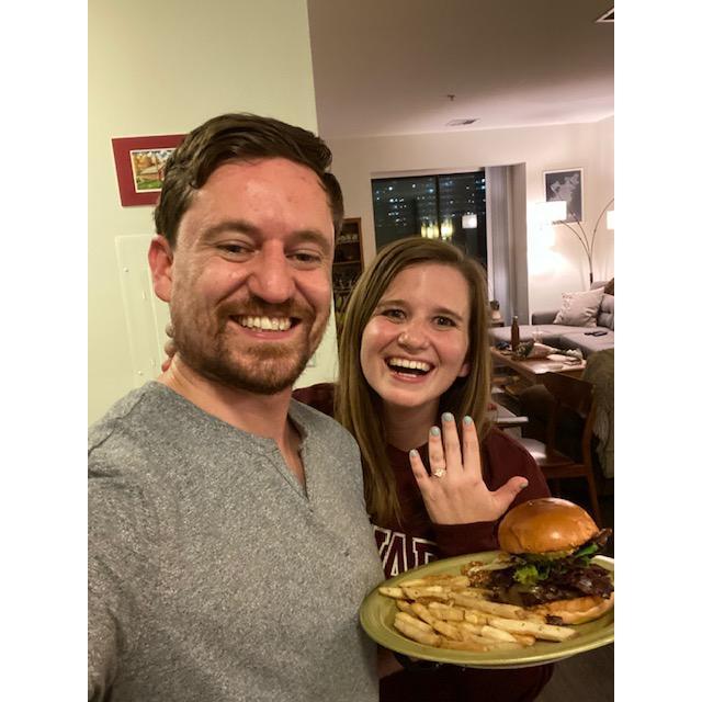 Engaged on burger night!